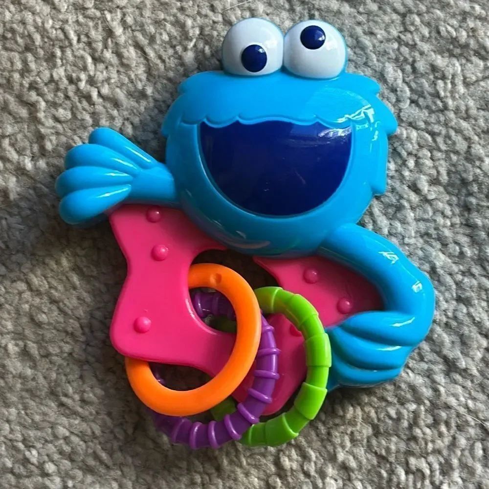 Babyking Sesame Street Cookie Monster Baby Rattle with Rings!